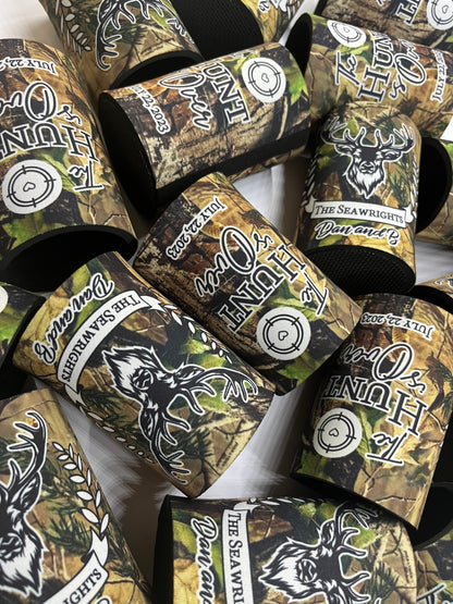 Wedding Stubby Holders - Camo - Stag - The Hunt is Over- Hunting Theme