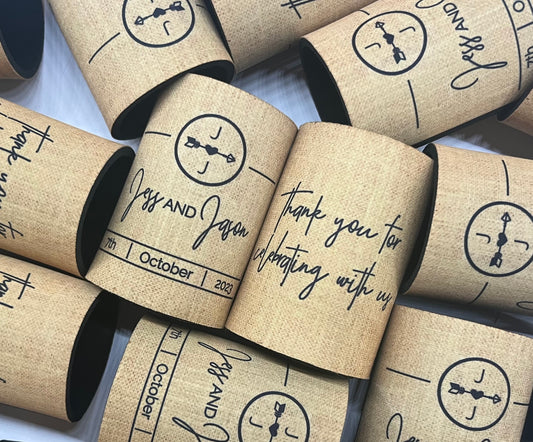 Wedding Stubby Holders - Classic Style Thank you for celebrating with us