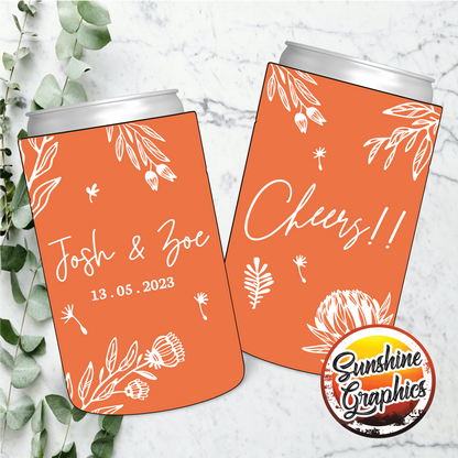 Wedding Stubby Holders - Australian Native plant Theme - Cheers