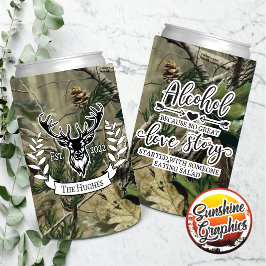 Wedding Stubby Holders - Camo Style - Stag - Country - Hunting theme