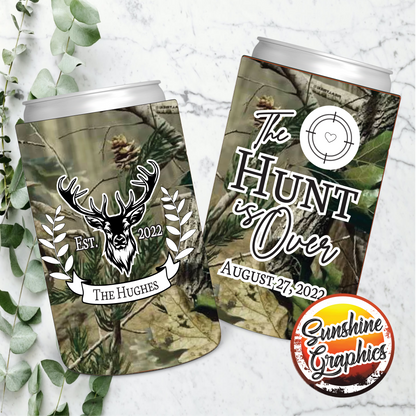 Wedding Stubby Holders - Camo - Stag - The Hunt is Over- Hunting Theme