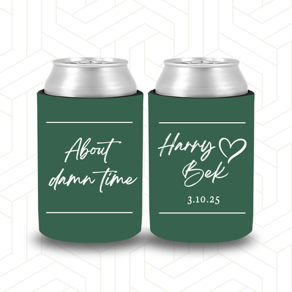 WS009 | Wedding Stubby Holders - About Damn Time with Love Heart