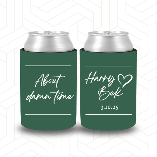 WS009 | Wedding Stubby Holders - About Damn Time with Love Heart