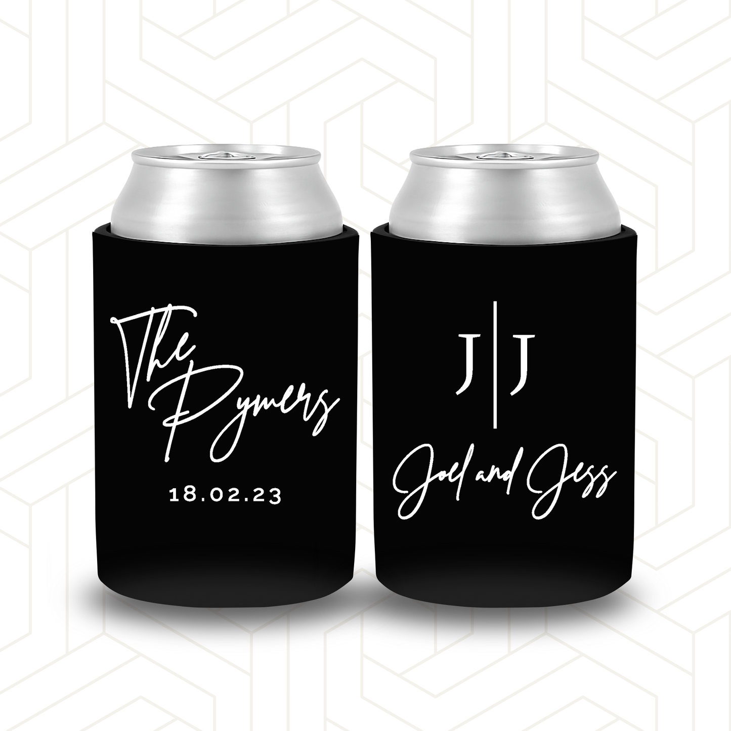 WS015 | Wedding Stubby Holder - Initials with Cursive Names