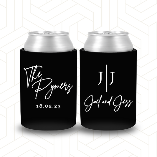 WS015 | Wedding Stubby Holder - Initials with Cursive Names