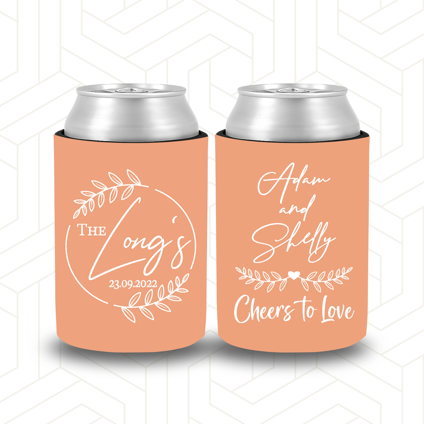 WS033 | Wedding Stubby Holders - Wreath decorative - Cheers to Love