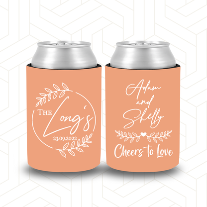 WS033 | Wedding Stubby Holders - Wreath decorative - Cheers to Love