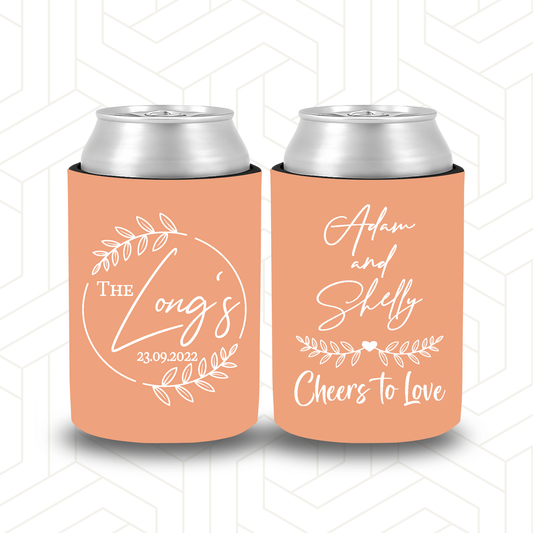 WS033 | Wedding Stubby Holders - Wreath decorative - Cheers to Love