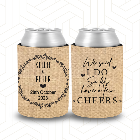 WS050 | Personalised “We Said I Do” Stubby Holder — Custom Name & Date | Wedding Can Cooler