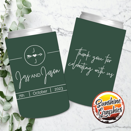 Wedding Stubby Holders - Classic Style Thank you for celebrating with us