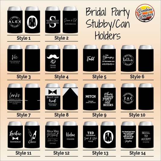 Bridal Party Stubby Holder Collection