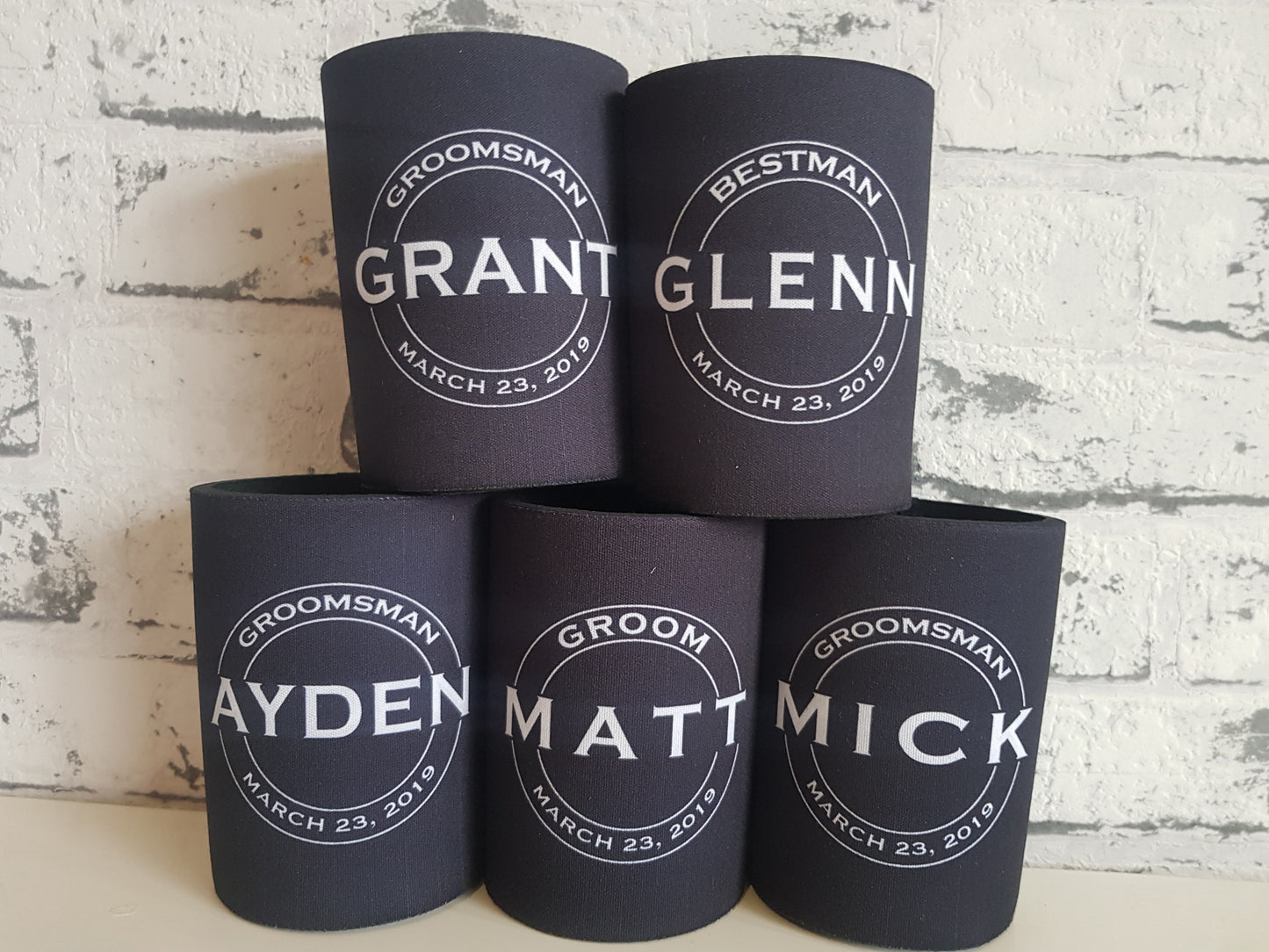 SALE - Stubby Holder with base for Bridal Party - Groom, Groomsman, Best Man,